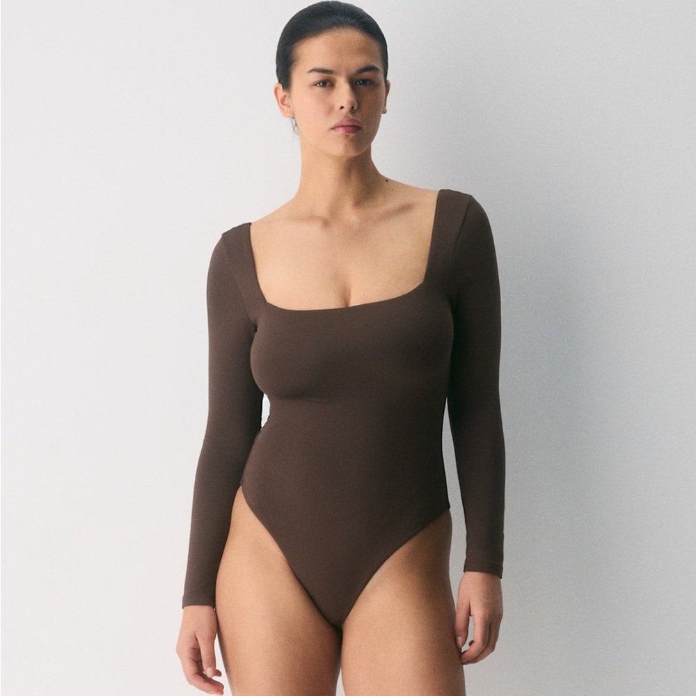 Original Contour Squareneck Bodysuit - Brown - Size Medium